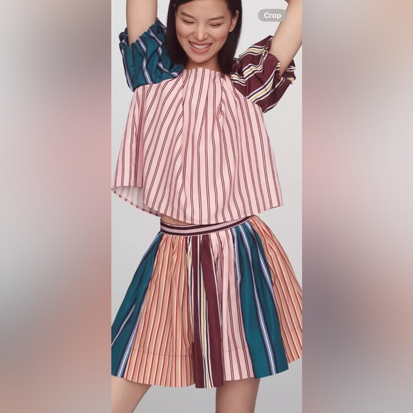 NWT Anthropologie size 12 Taffeta striped A-line mini skirt - Picture 1 of 10